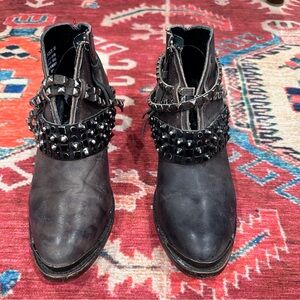 Freebird by Steven Charcoal Studded Ankle Boots